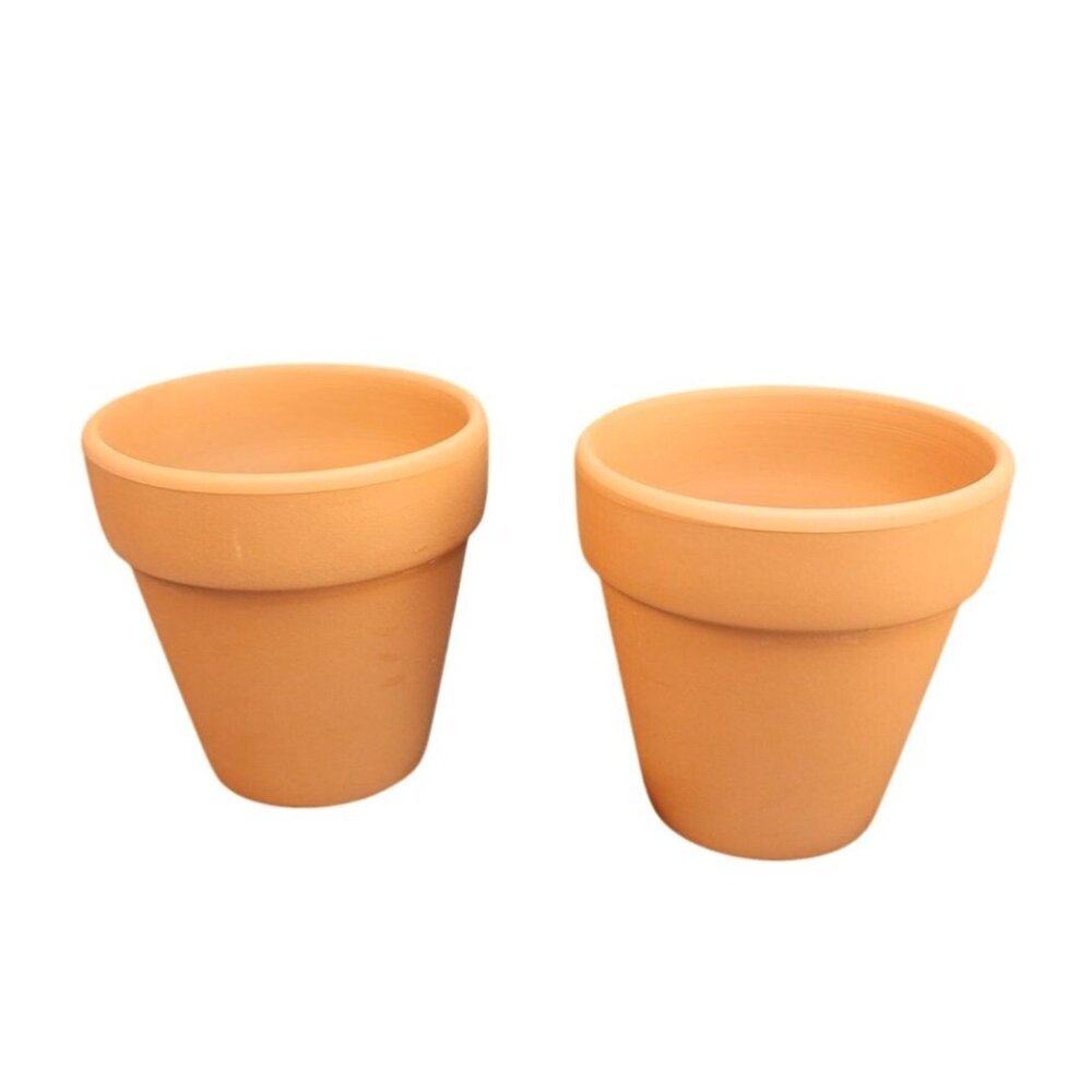 2-Pack Mini Clay Flower Pots 3.5 In Garden Collection Terracotta Plant Pots